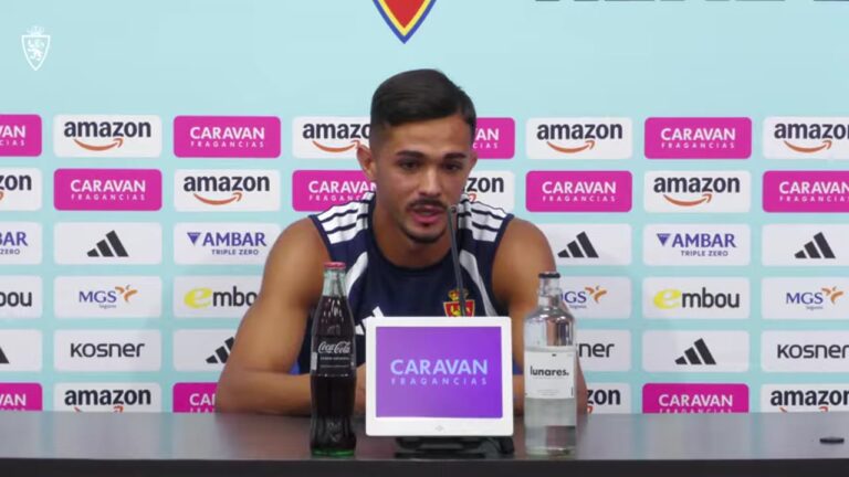 Fotograma de la fuente sobre la rueda de prensa de Raúl antes del Real Zaragoza-Cartagena.